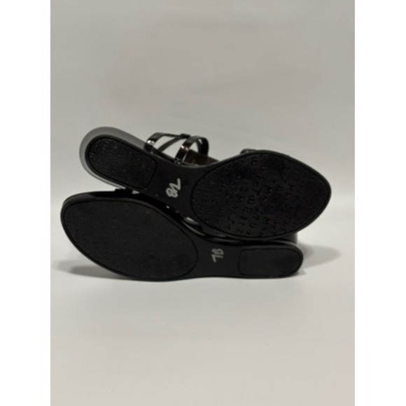 Stuart Weitzman Brown Tortoise Patent Leather‎ Wedge Sandals Women's 8M Strappy - Picture 9 of 9